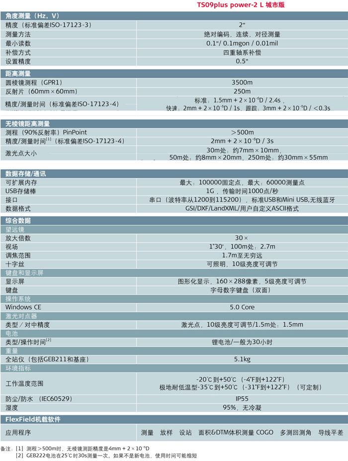 徠卡TS09plus power-2 L全站儀技術(shù)參數(shù)