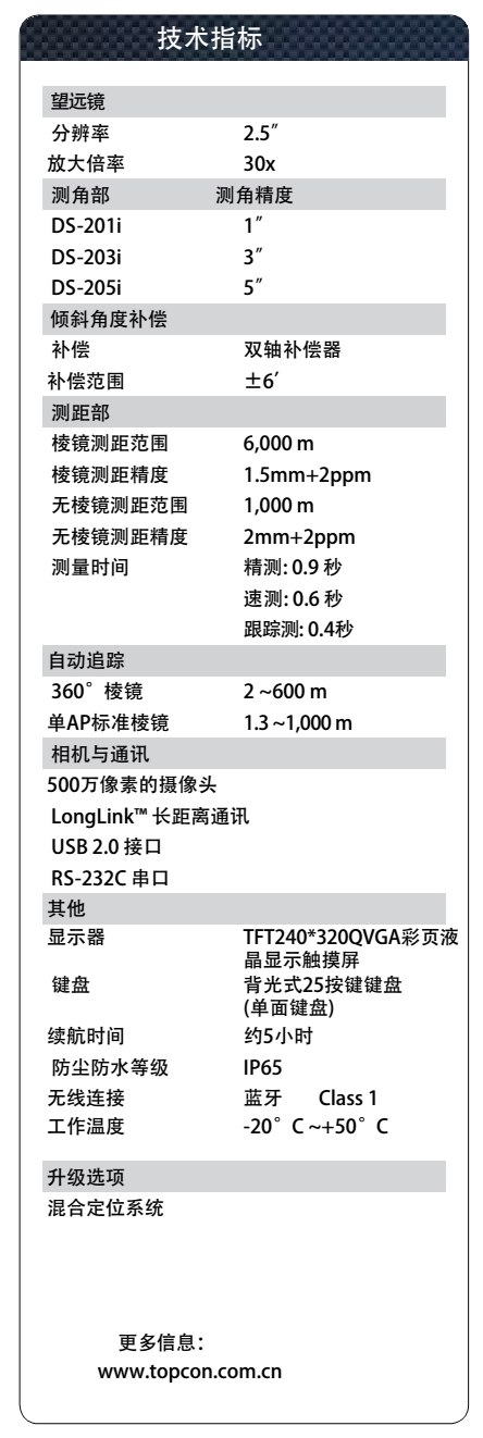 拓普康DS-201i全站儀技術(shù)參數(shù)